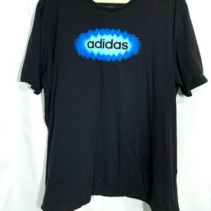 adidas Black Short-Sleeve Tee with Blue Graphic Logo